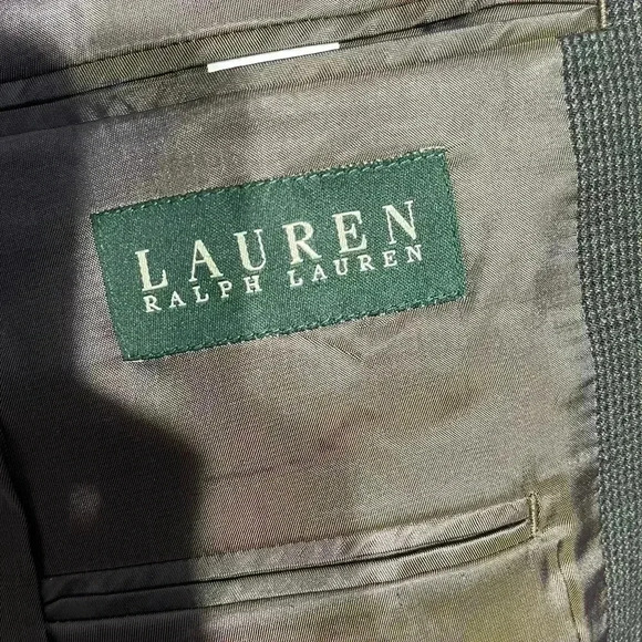 Lauren Ralph Lauren Men’s Tweed Wool Lined Formal Blazer Dark Grey 44R Pockets - Picture 6 of 8